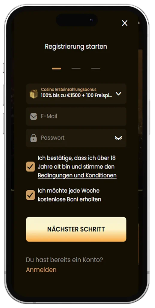 Registrierung für Smartphones